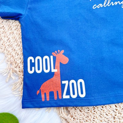 Conj. Camiseta Cool Zoo e Bermuda - Azul e Areia